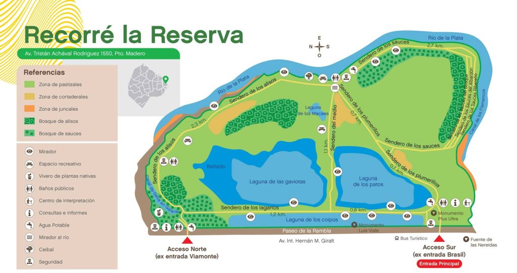mapa de la reserva ecológica costanera sur
